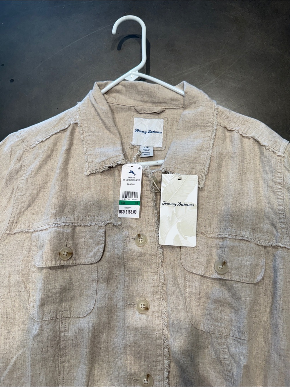 NWT Tommy Bahama Natural Beige Linen Drawstring Utility Jacket - Large - Picture 4 of 7